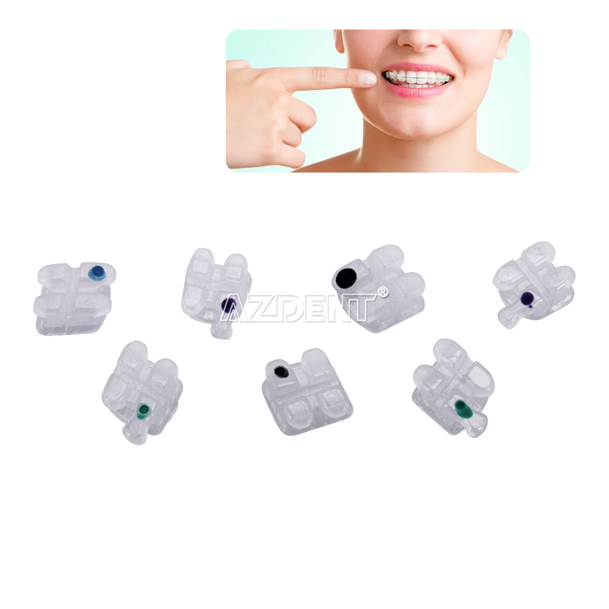 Dental Orthodontic Clear Ceramic Bracket Braces MBT/ Roth 022/018 Hooks 3 4 5