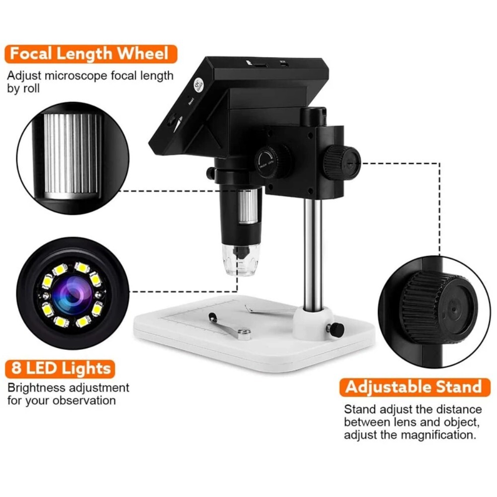 Elikliv Coin Microscope 1000X 4.3” LCD Digital Microscope with Screen USB HD