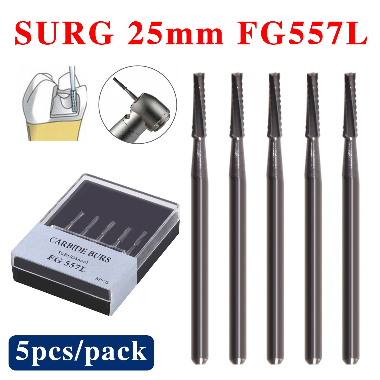 Dental Burs Surgical FG SURG 557L Long Shank Carbide High Speed Drills FGOS