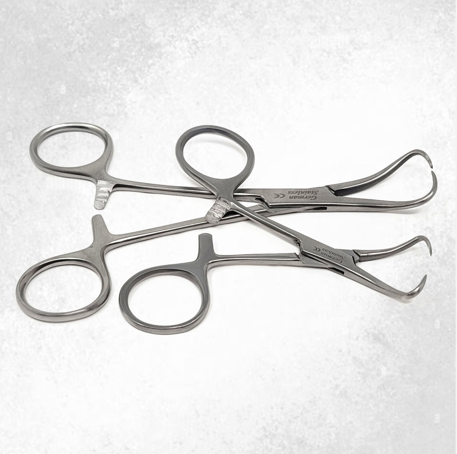 2x GERMAN STEEL BACKHAUS TOWEL CLAMPS 3.5″ + 5.25″ VETERINARY SURGICAL FORCEPS