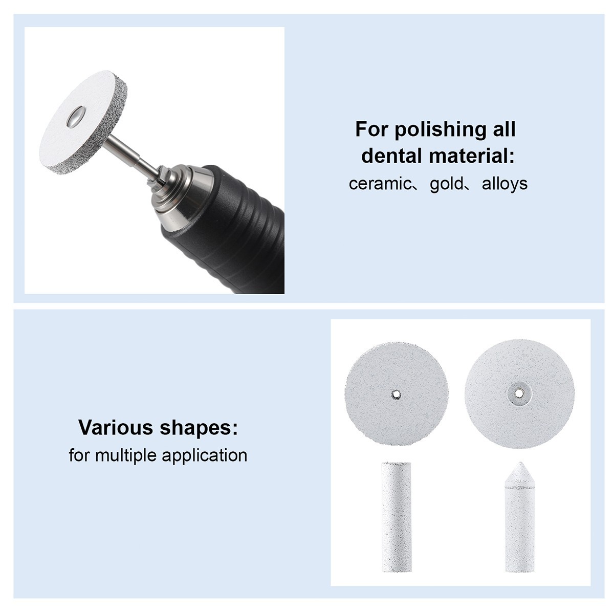 Dental Lab Silicone Polishing Wheel Point Coarse Medium Fine Extra Fine+Mandrels