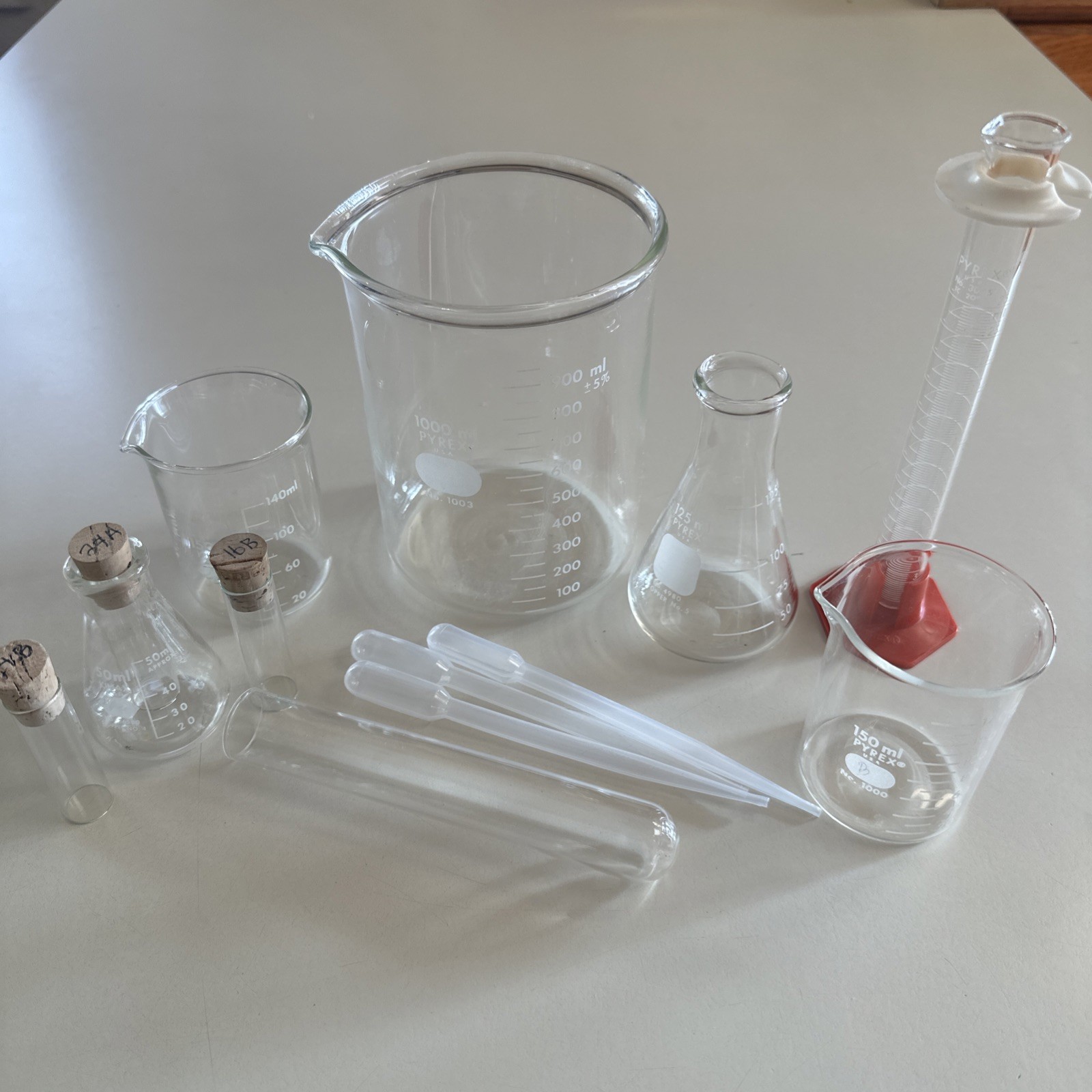 Pyrex Kimax Chemistry Science Lab Lot Pyrex No. 1003,4980,1000,3075 + 2 Kimax