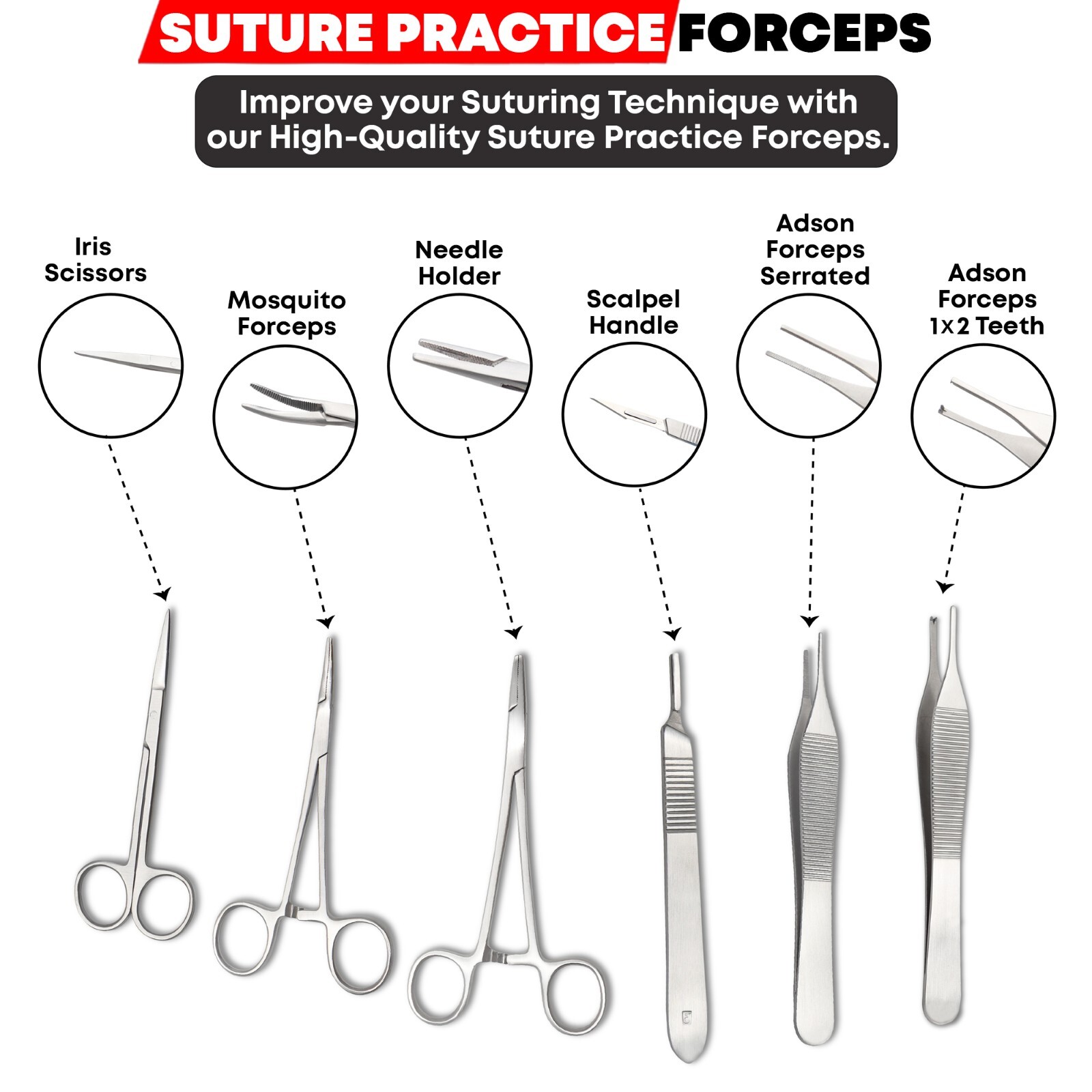 Suture Kit Student Practice Kit for Training with Surgical Pad Sutures Medical