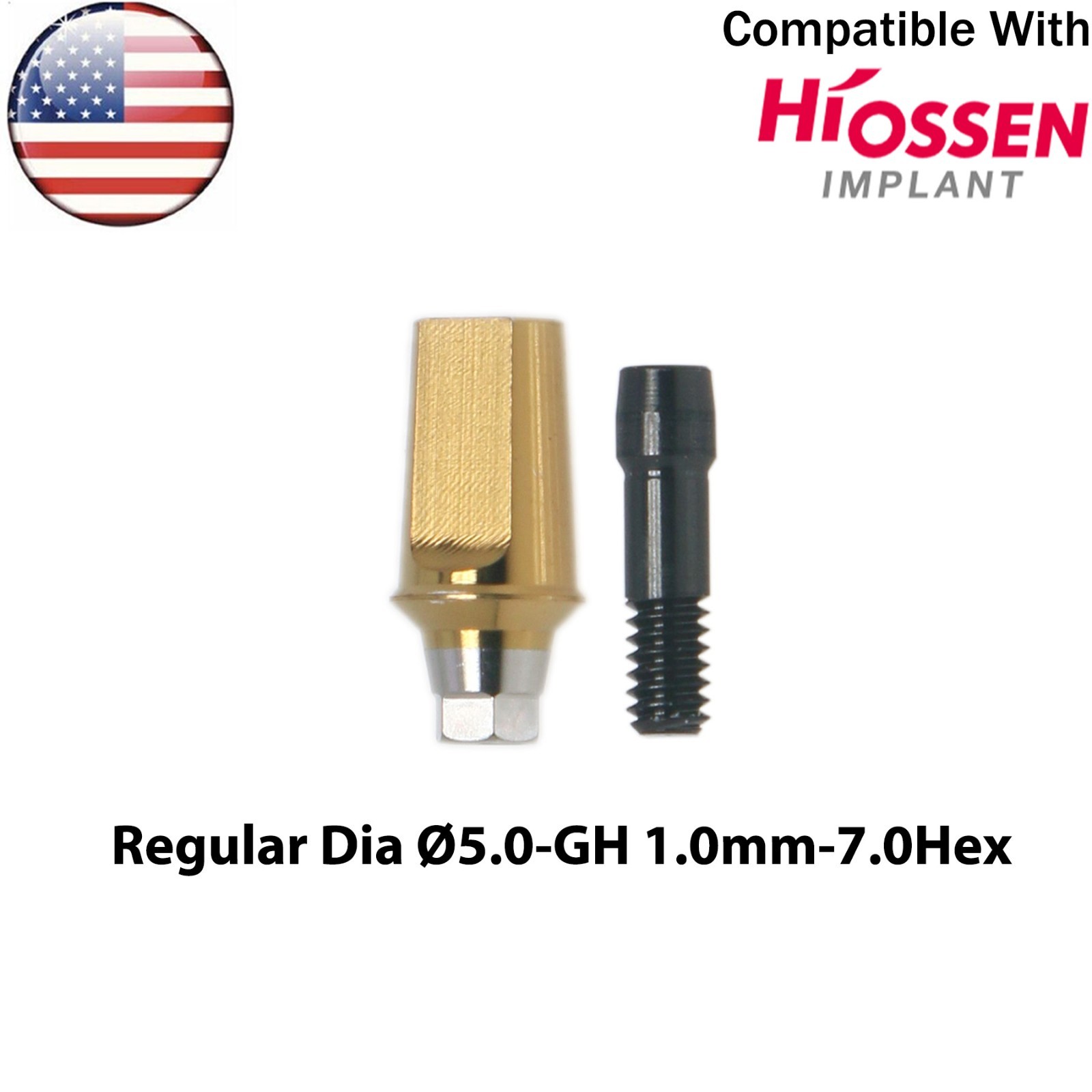 US Dental Straight Transfer Abutment Hex Fits Hiossen Osstem Regular Ø4.5/5.0mm