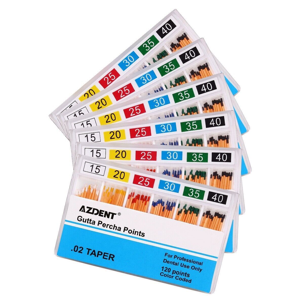 10 X Puntas de Gutapercha Dental GP 0.02 Taper 15-40# puntas de papel absorbente