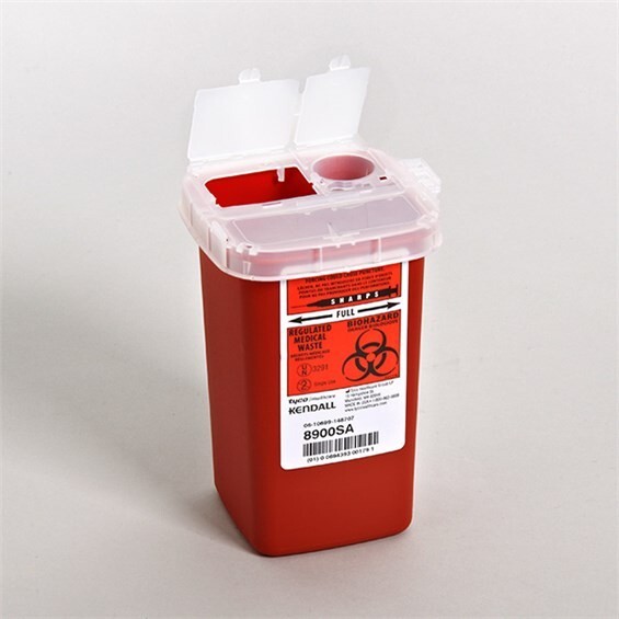 Covidien 8900SA Sharps Container Waste Disposal 1 Quarts / 32oz – RED 2PCS