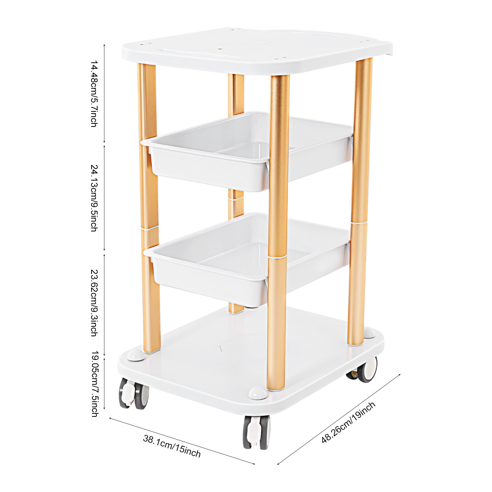 Instrument Rolling Cart For Cavitation Beauty Machine Salon SPA Trolley Stand US