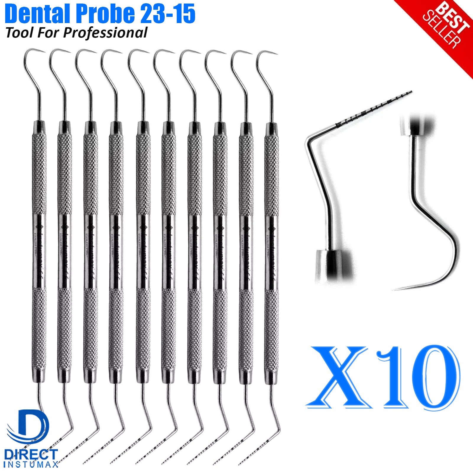 Dental Perio Explorer 23 Probe UNC 15 Color Marking Diagnostic Double Ended Tool