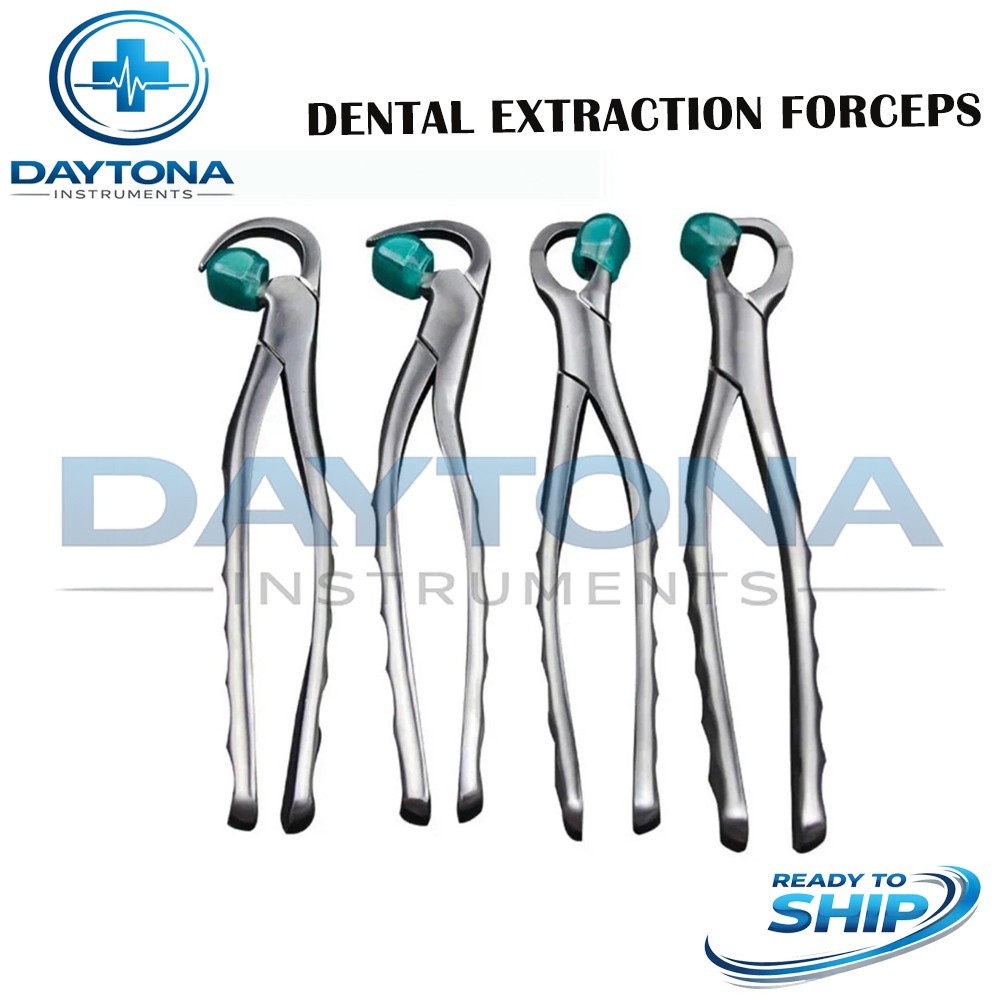Dental Extraction Physics Forceps Standard Series Set of 4 Pcs with Bumpers