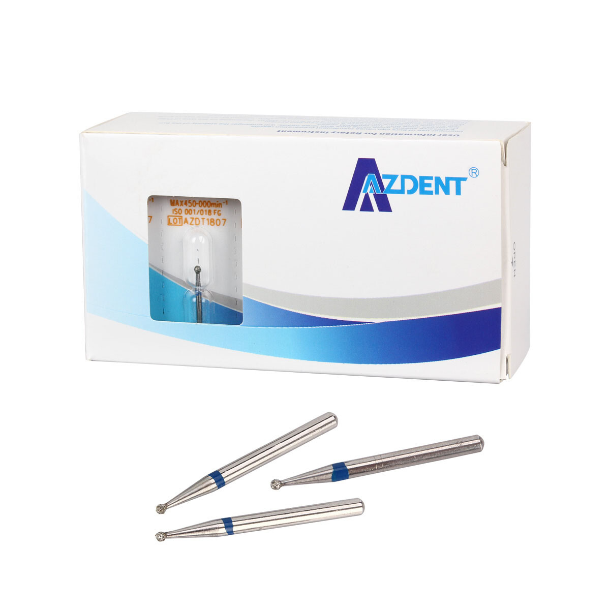 50X (250pcs) AZDENT Dental FG Diamond Burs for High Speed Handpiece