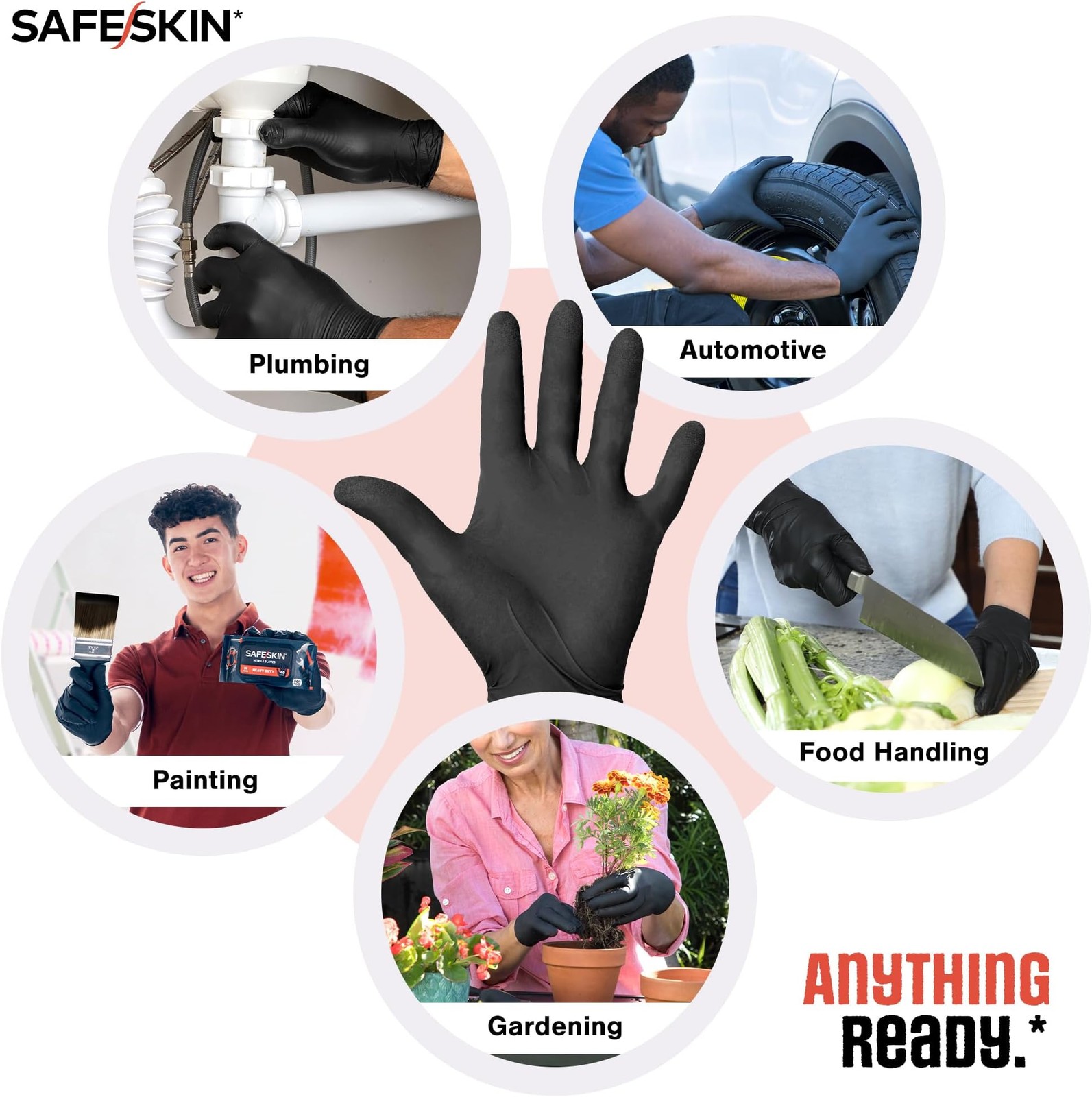 SAFESKIN Heavy Duty Nitrile Disposable Latex Free Gloves (40/160/1600 packs),…
