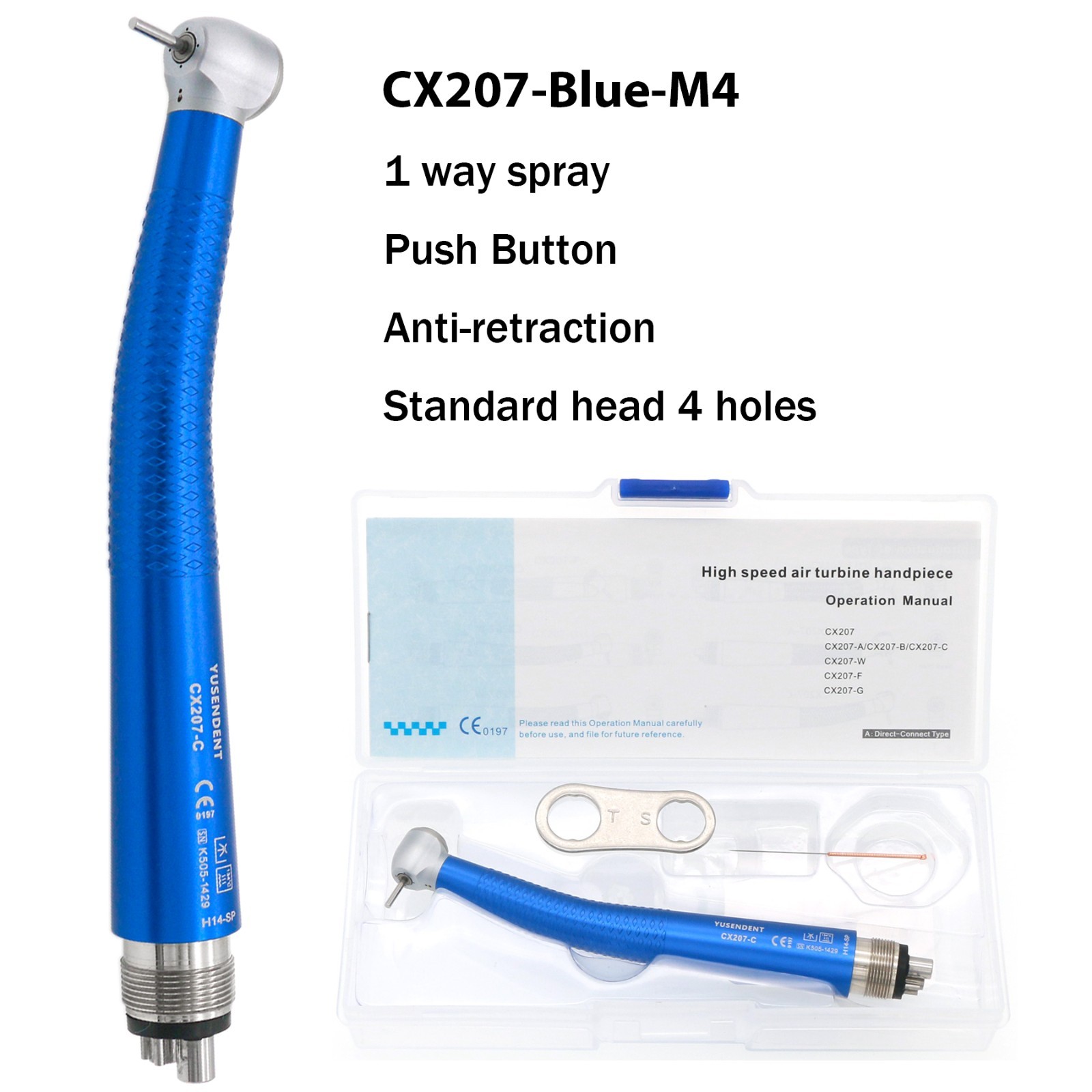 US COXO Dental High Speed Handpiece Air Turbine Anti-retraction 4 Hole Colorful