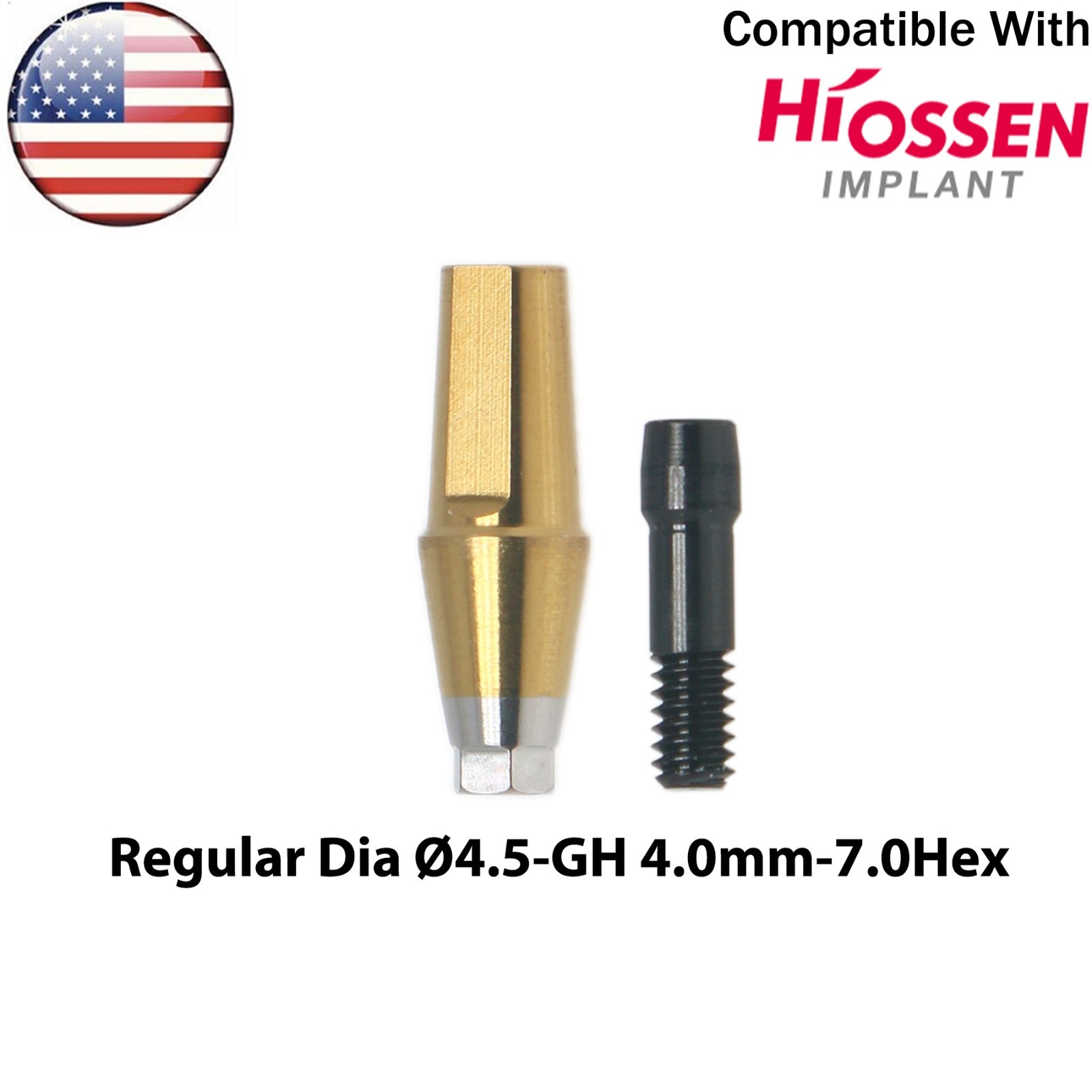 US Dental Straight Transfer Abutment Hex Fits Hiossen Osstem Regular Ø4.5/5.0mm