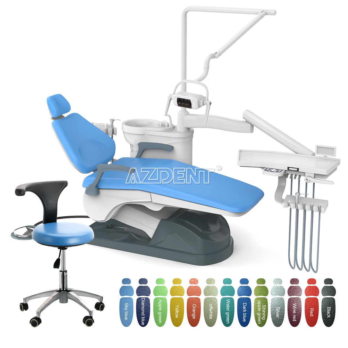 Dental Clinic Unit Chair DC Motor Computer Controlled + Dentist Stool Handpiece