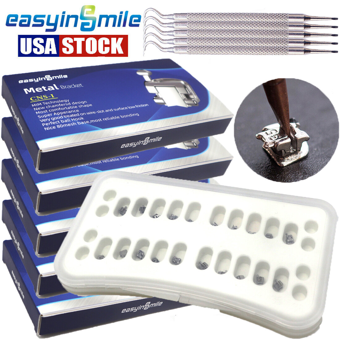 Easyinsmile Dental Self-ligating Orthodontic Brackets Metal Braces ROTH/MBT 022