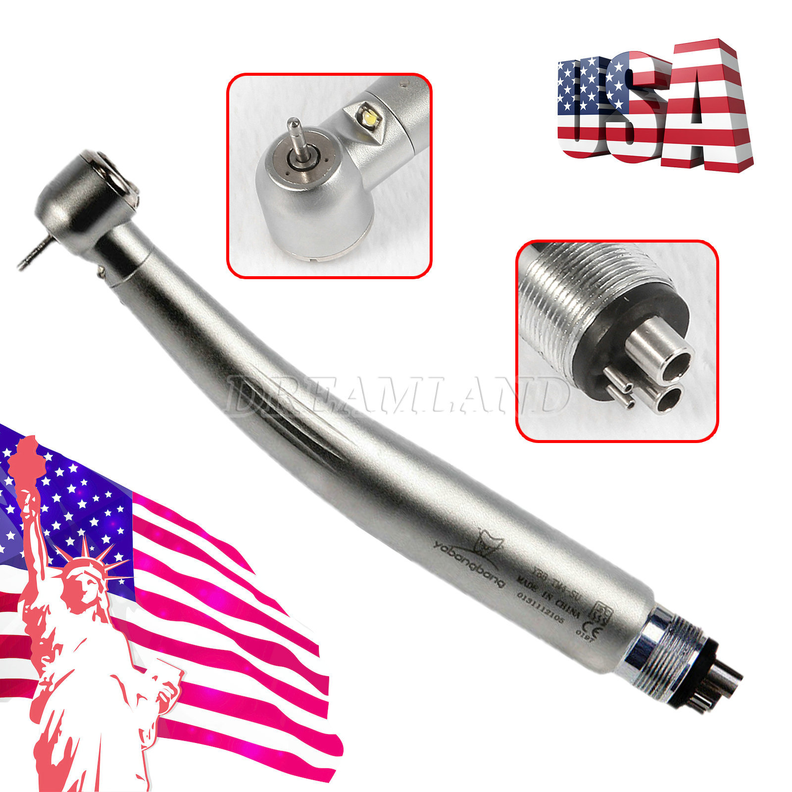 Dental High Speed E generator LED Handpiece Air Turbine Steel Bearings 2 4 Hole