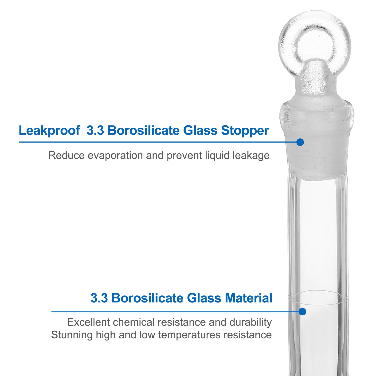 5ml 10Pcs 3.3 Borosilicate Glass Volumetric Flask with Glass Stopper, Clear