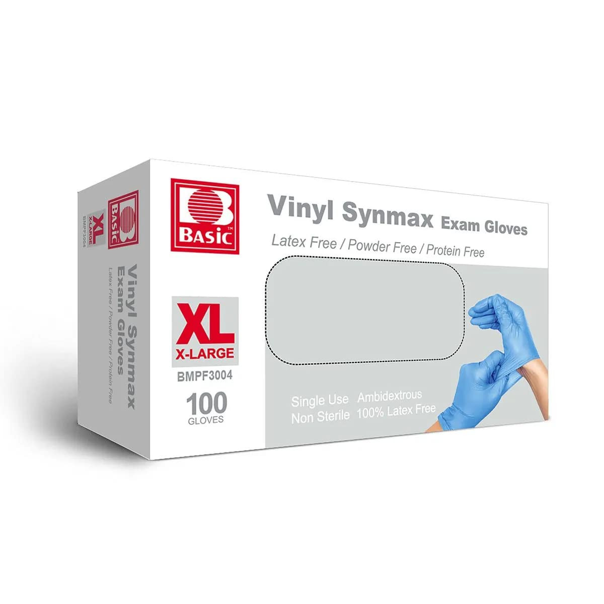 Basic Disposable Vinyl Exam Gloves 100Pcs,Xl Size,Cleaning Gloves,Food Service