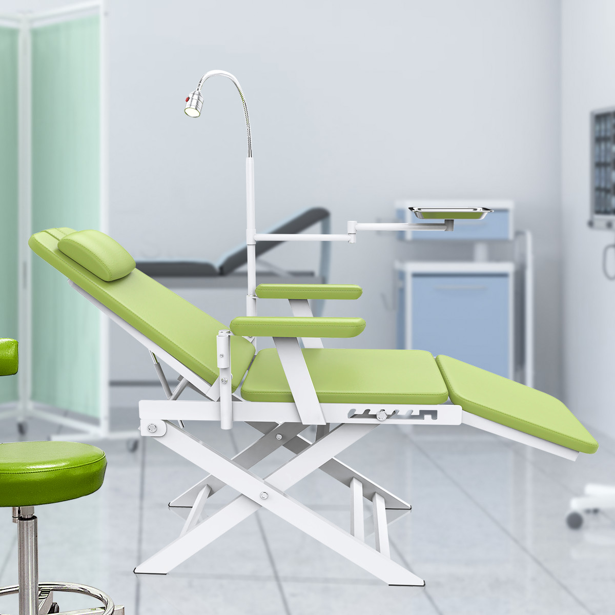 Portable Dental Chair silla dental portatil LED Light PU Leather/ w/Turbine Unit