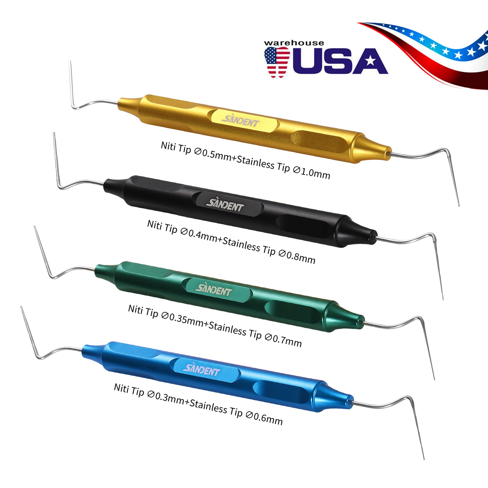 4X Dental Endodontic Fill Obturation Tip Endo NiTi&Stainless Steel Hand Plugger