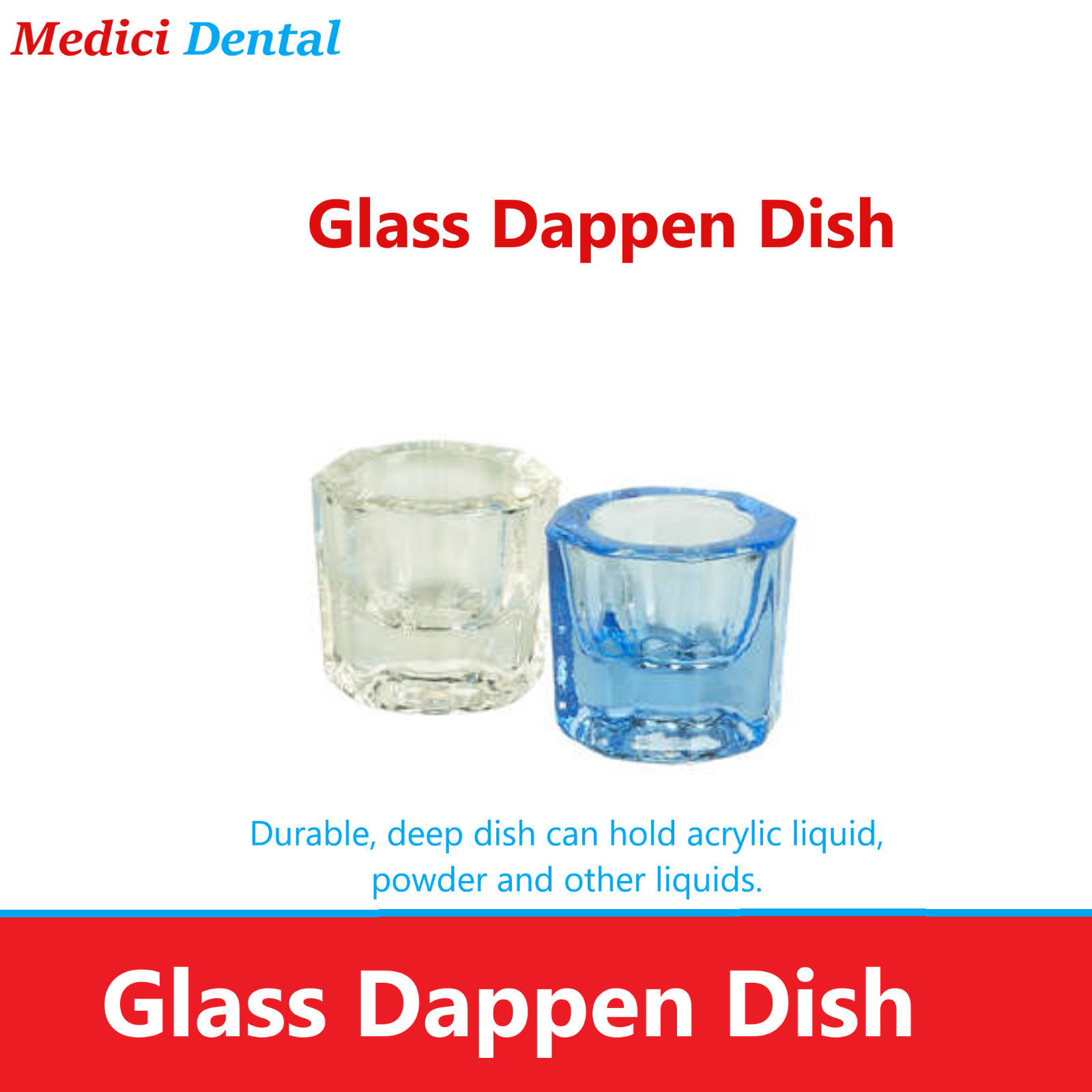 Dental Glass Dappen Dish To Hold acrylic liquid, powder and other liquids, 2/Pk
