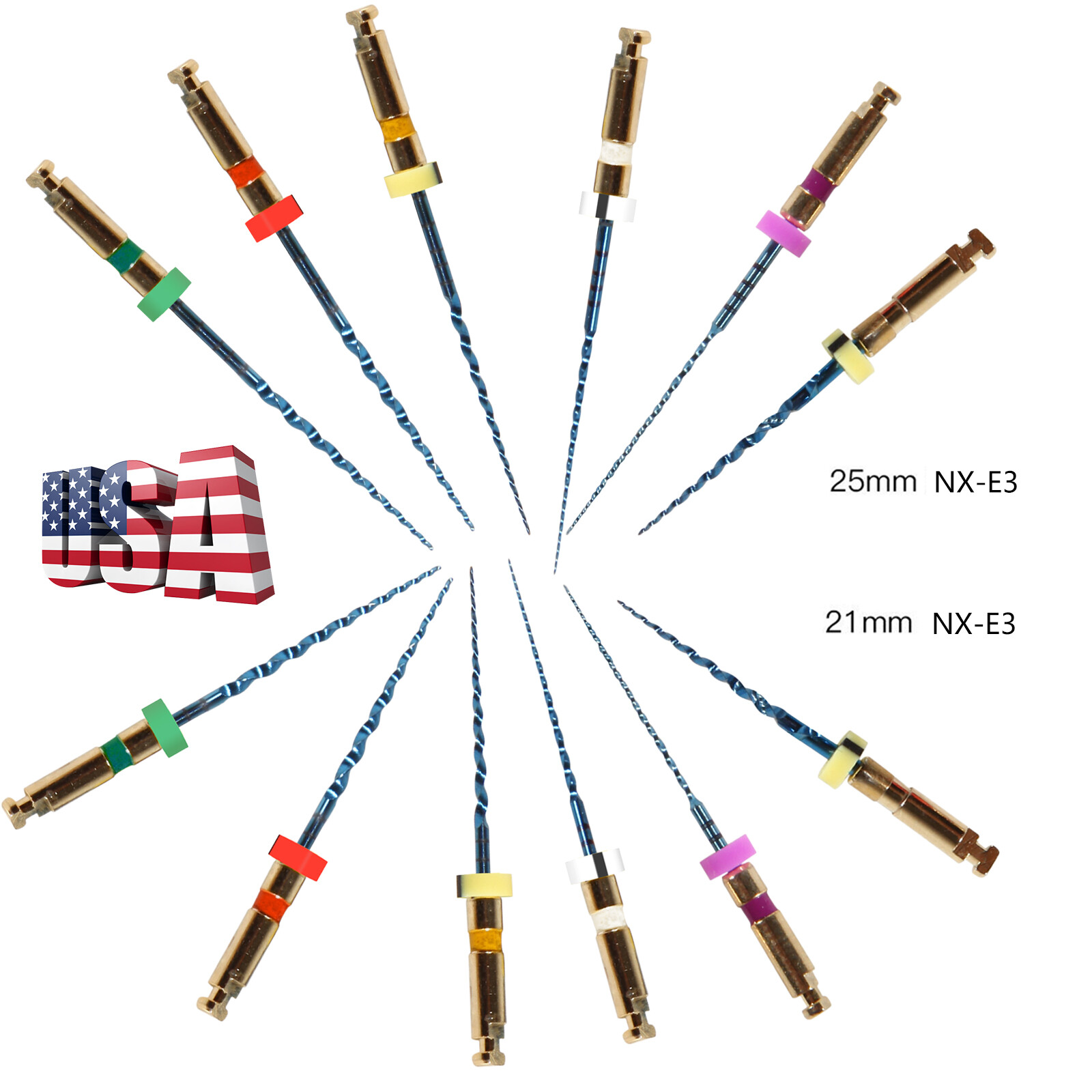 6pcs SANDENT Endo Files Rotary NITI Root Canal Files X-Pro Taper 21/25MM USA