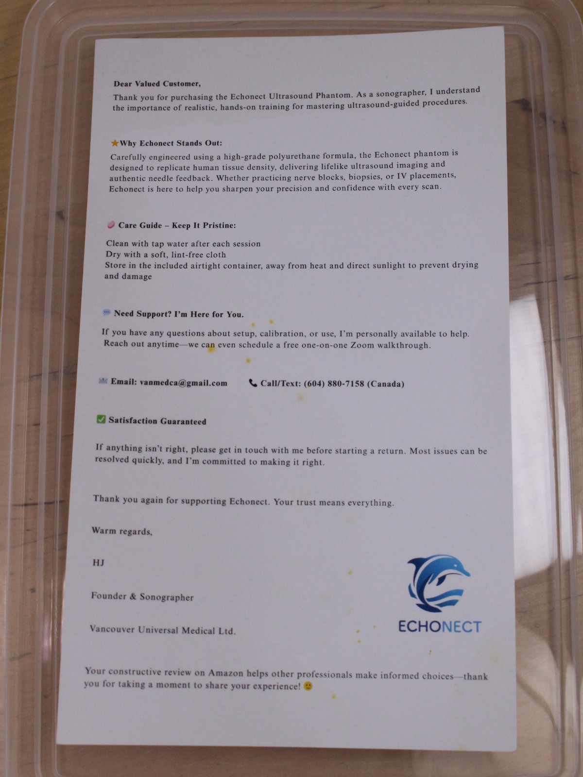 Echonect Ultrasound Practice Pad Training Model for Needle Insertion – NEW