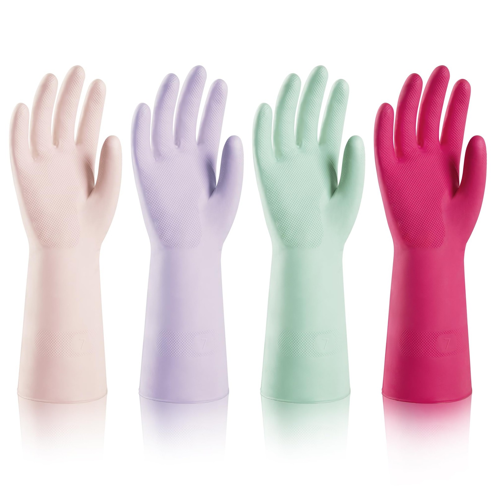 4 Pairs Nitrile Cleaning Gloves, Latex~Free Reusable Dishwashing Gloves