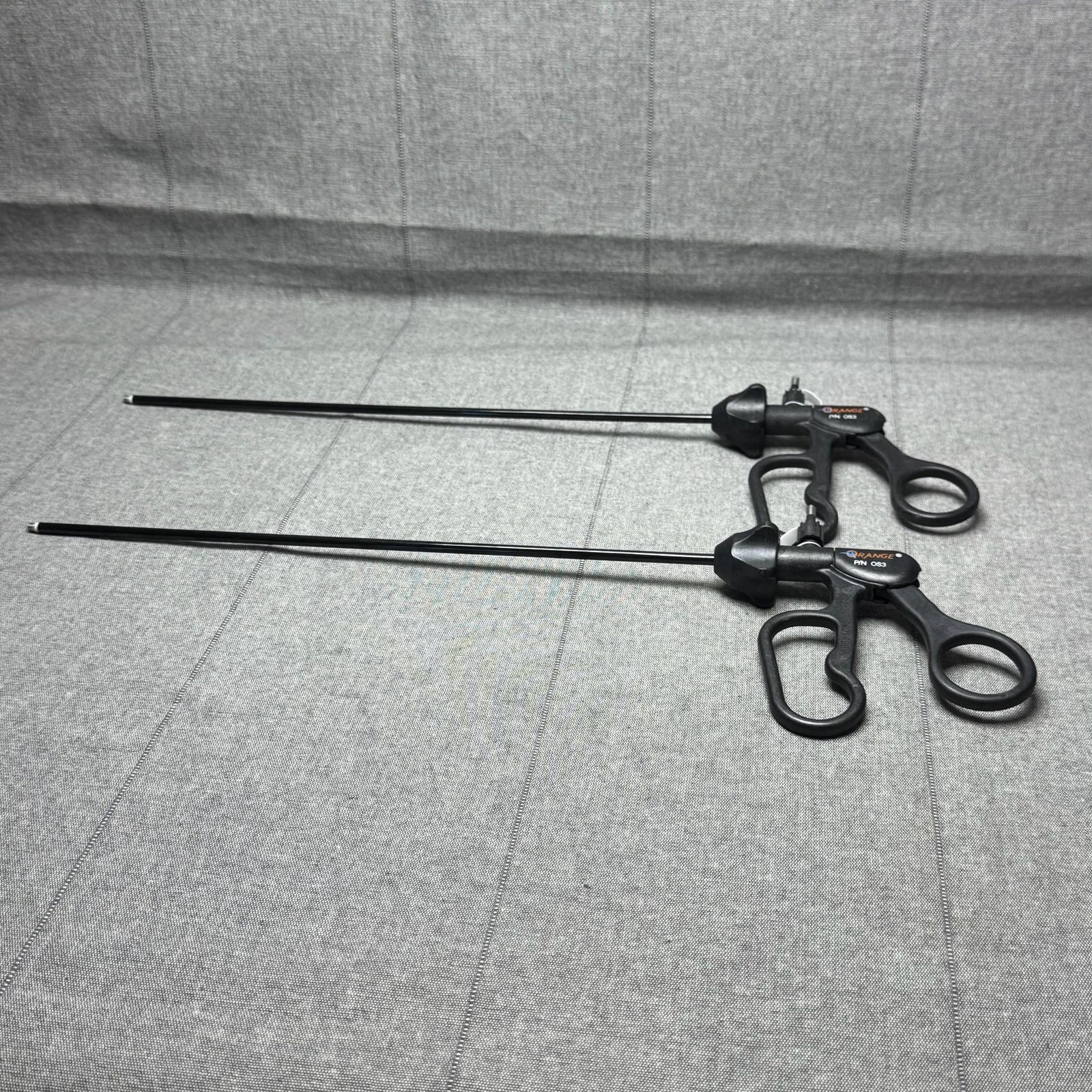 Orange OS3 Laparoscopic Surgical Instruments Lot 2 Black Handles Long Shafts