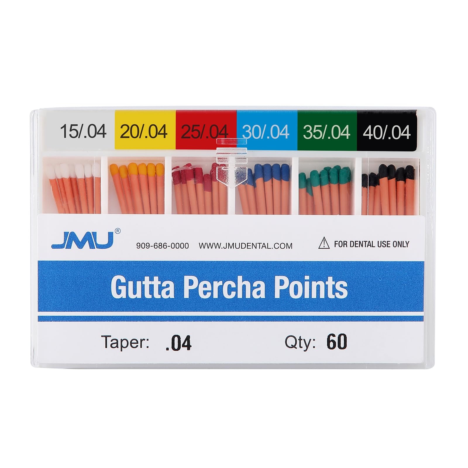 Dental Gutta Percha Points .04 Taper, #15-40 Assorted, Spill-Proof , 60pcs