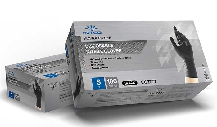 Intco Disposable Black Nitrile Glove – 100 pcs/box