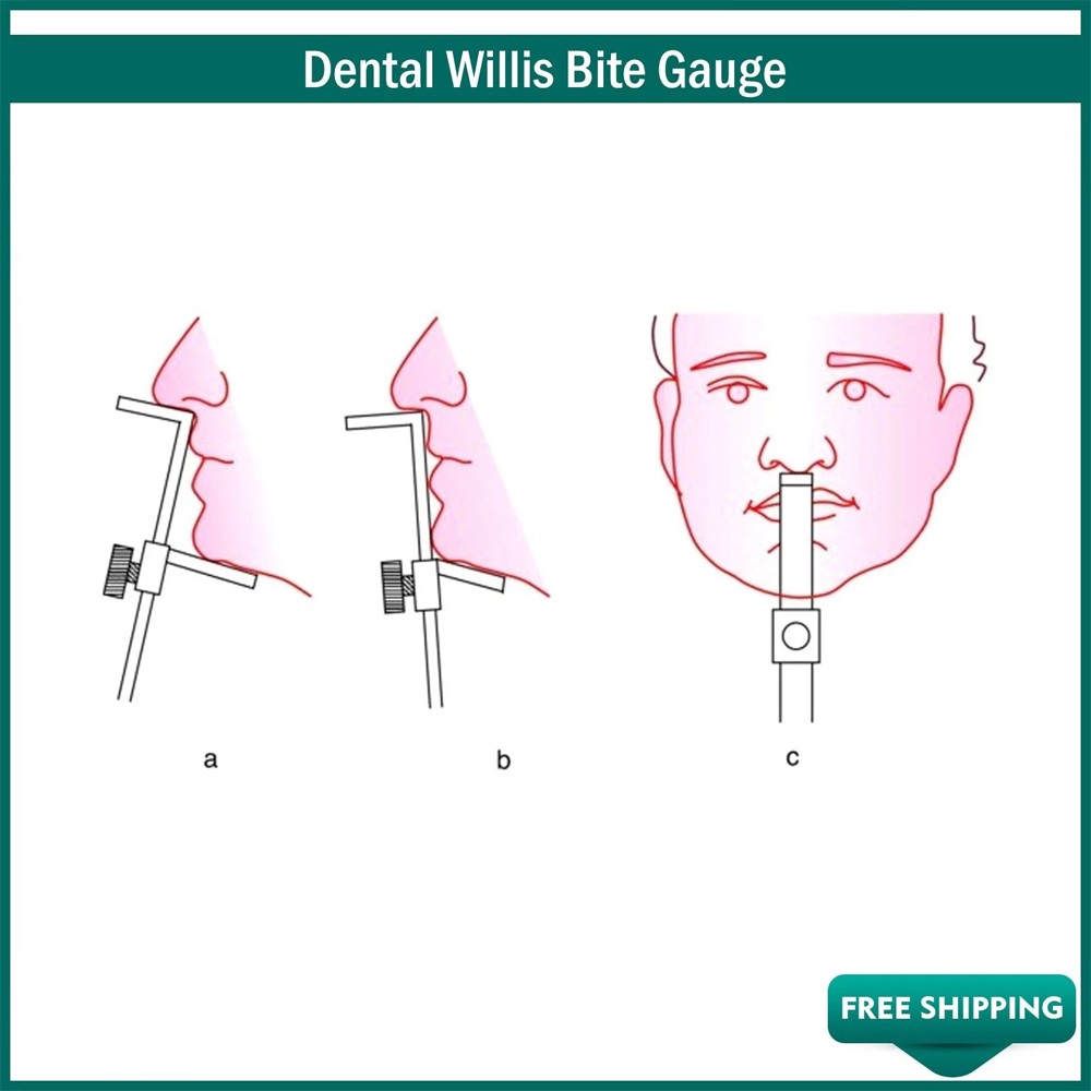 Dental Willis Bite Gauge Stainless Steel Ortho Dental Vertical Measurement Ruler