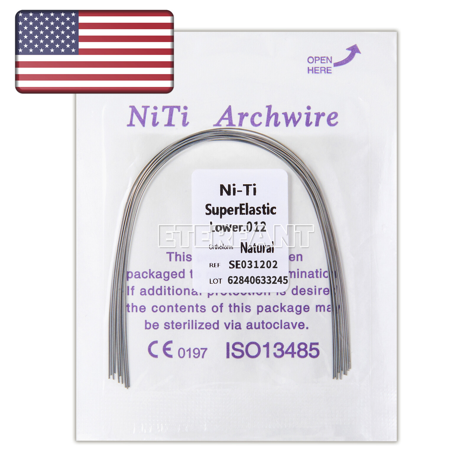 ETERFANT Dental Ortho Arch Elastic Wires NITI/Stainless Steel 10pcs/pack