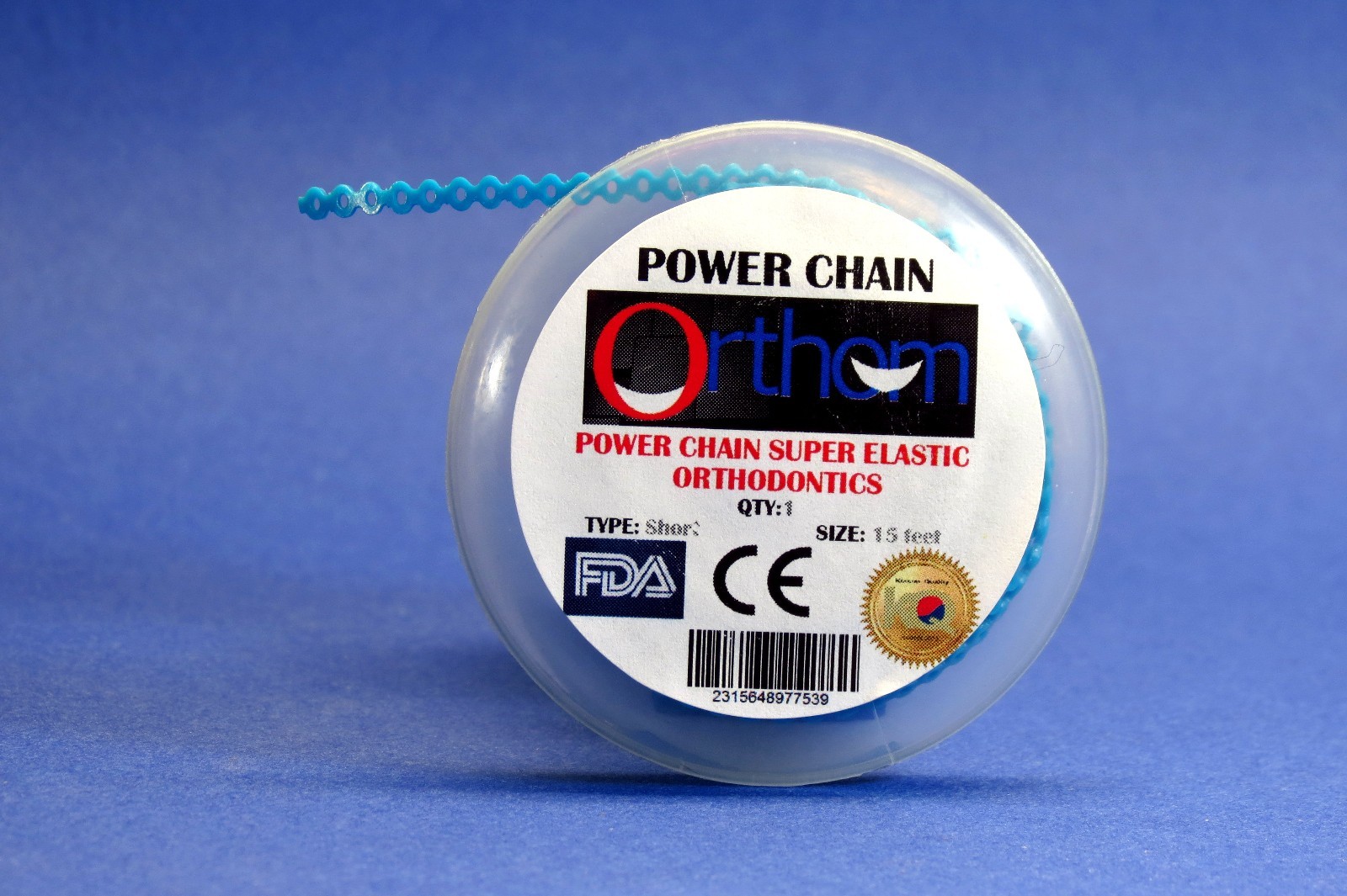 Dental Orthodontic Power Chain Elastic Short Sky Blue Cadena Spool ORTHOM