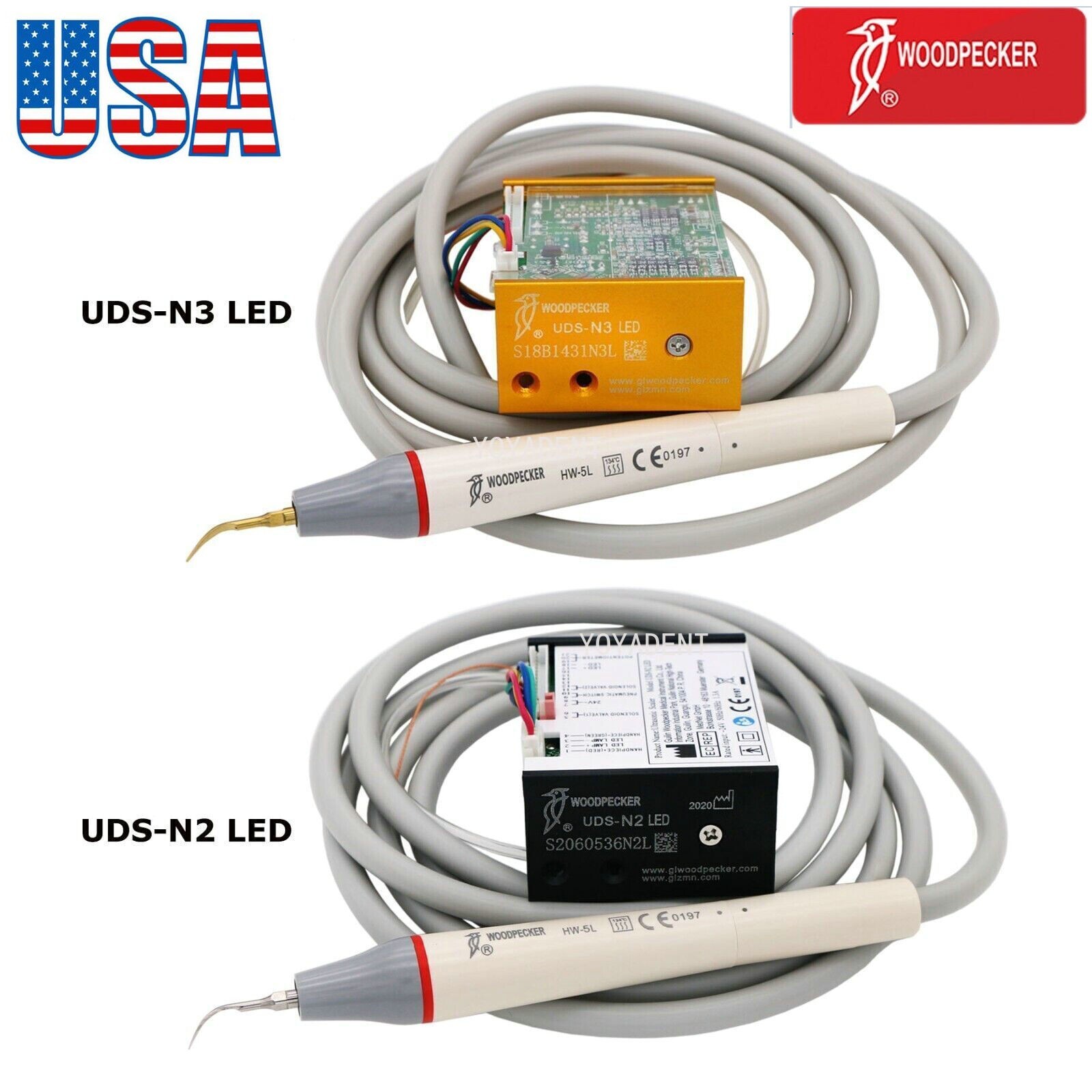 Woodpecker Dental Ultrasonic Piezo Scaler UDS-N2/N3 LED Scaler Handpiece Fit EMS
