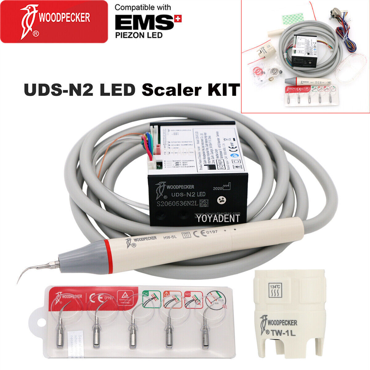 Woodpecker Dental Ultrasonic Scaler UDS-N2/N3 LED HW-5L Scaler Handpiece Fit EMS