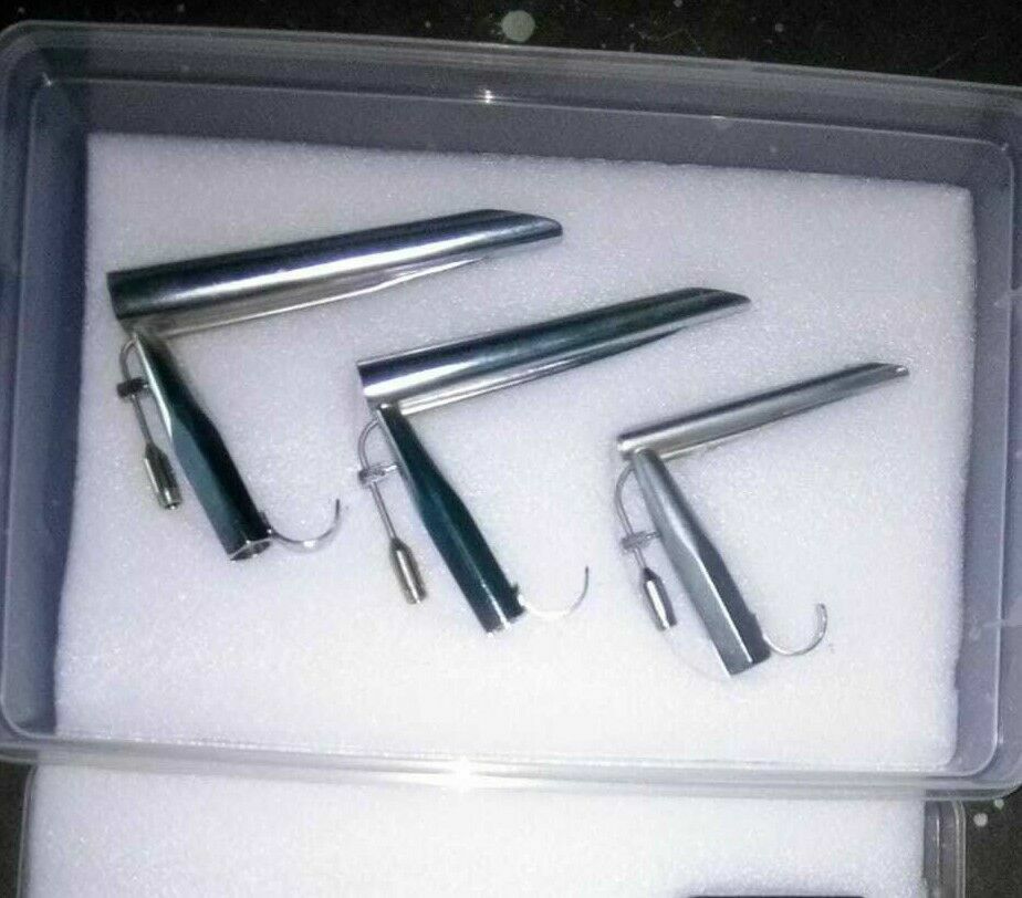 Fiber Optic Rigid Operating Laryngoscope Blade Set of 3 Pc With Carrier Only
