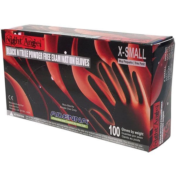 Adenna Night Angel Nitrile Exam Gloves – X-SMALL 100/Box. Powder-Free