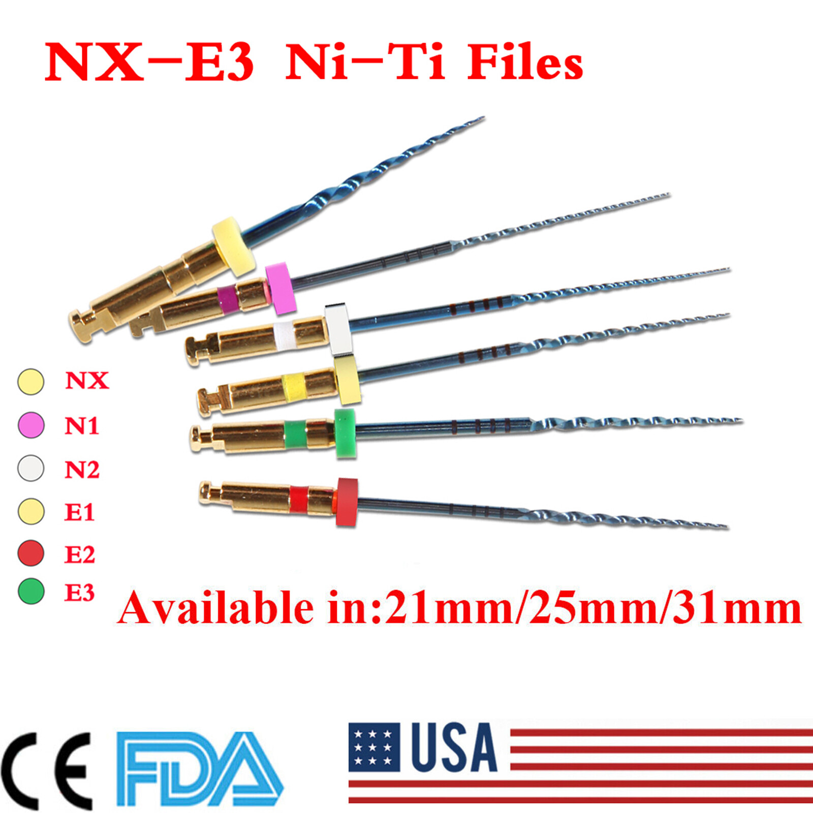 21mm 25mm 31mm Dental Endo Rotary Files NITI Endodontic Files Tips SANDENT ns