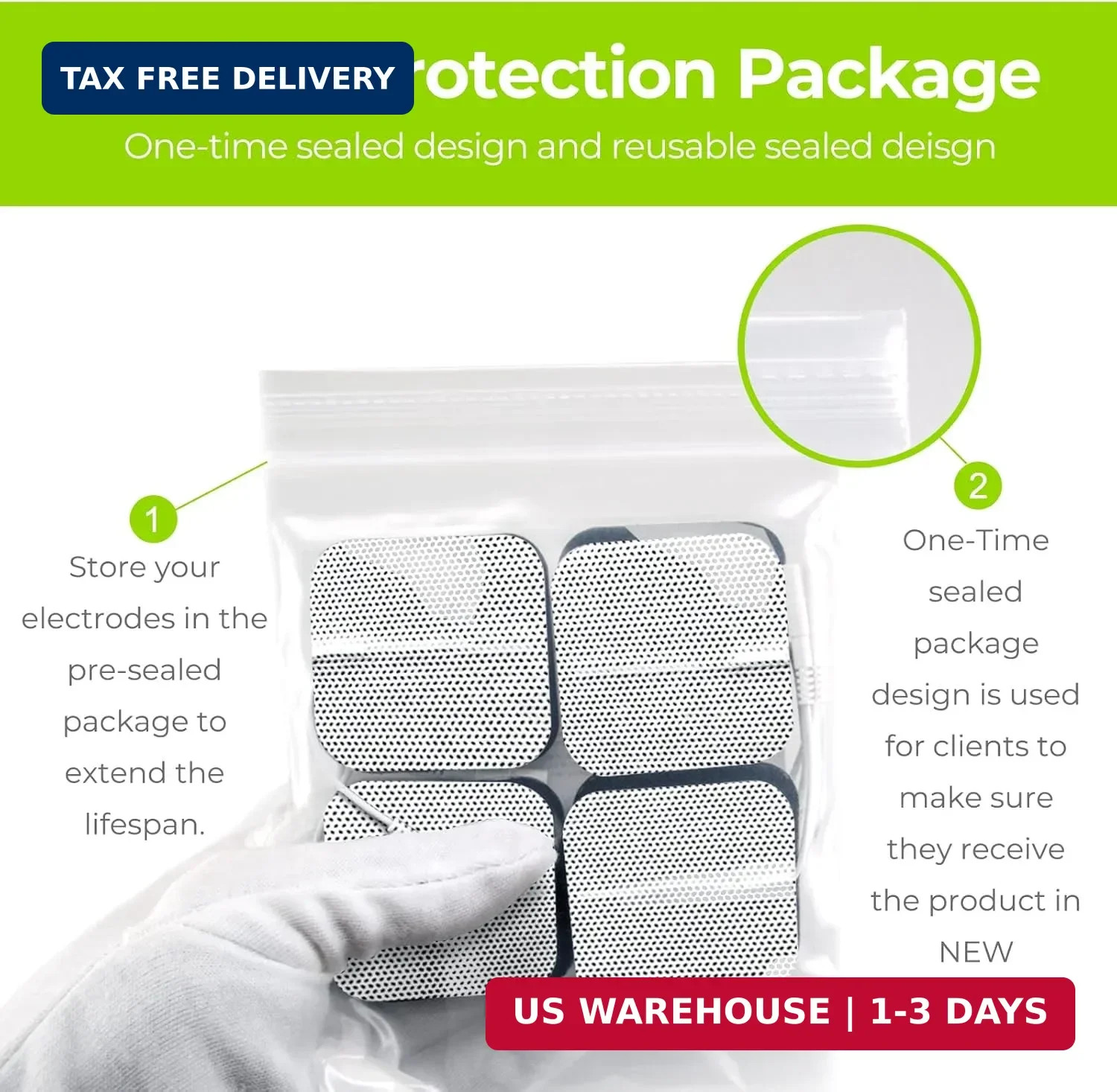 AUVON TENS Unit Replacement Pads Combination Set, 20 Packs Multiple Sizes Electr