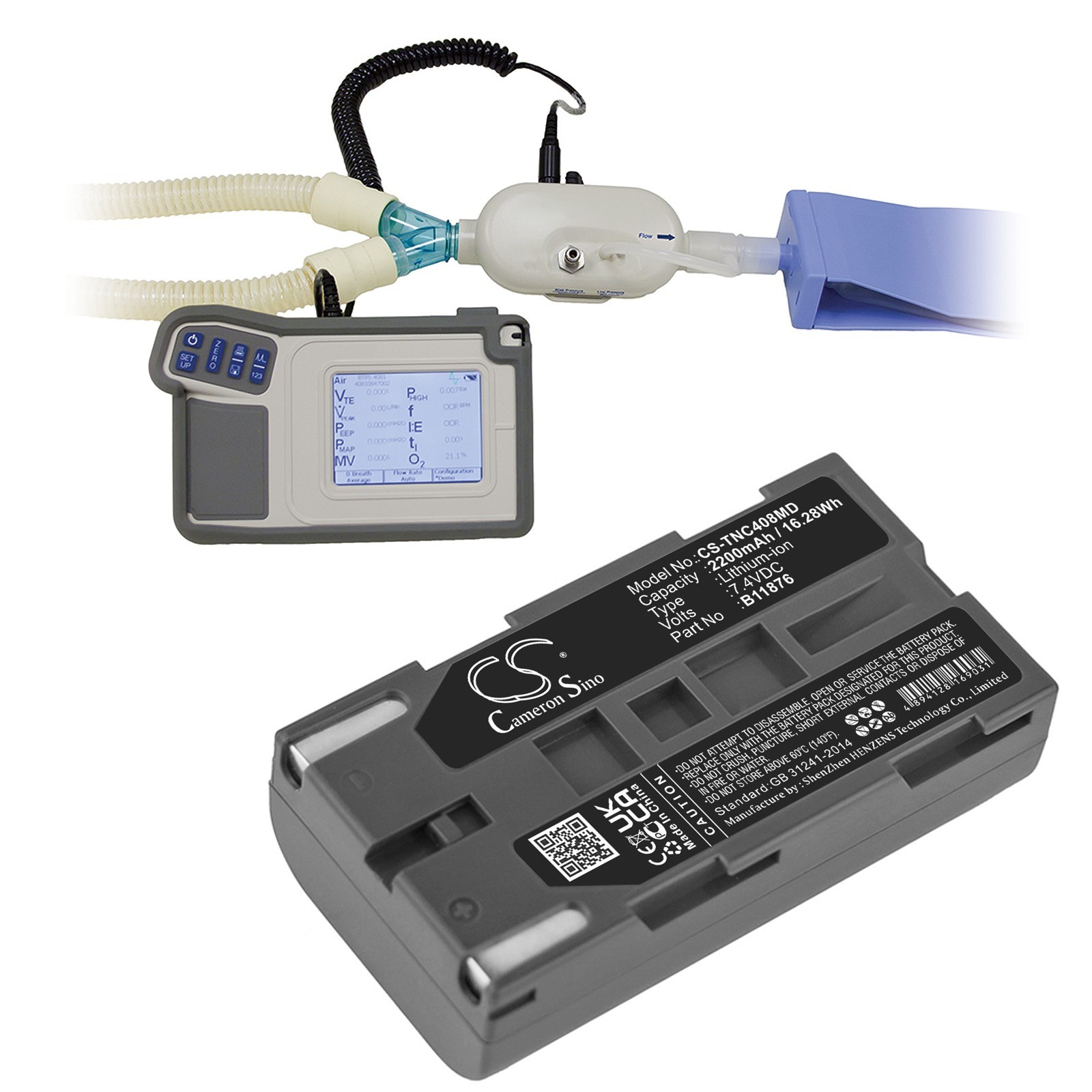 BATTERIE 2200mAh Type BLI-195 B11876 For TSI INC Certified FA Plus Ventilator