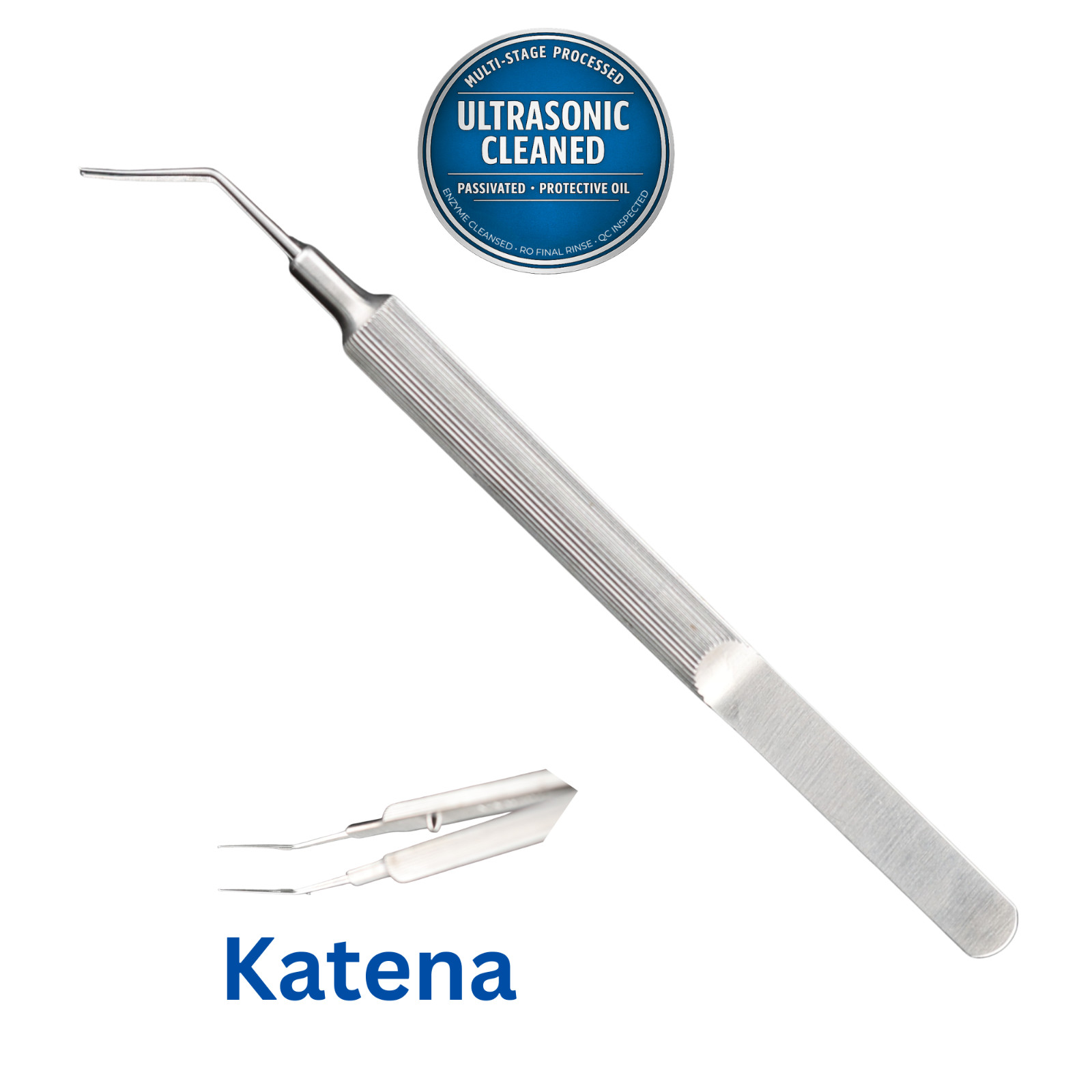 Katena K5-5082 Utrata Forceps, Triangular Tips, 11mm Long Shanks, Angled, 4-1/8″