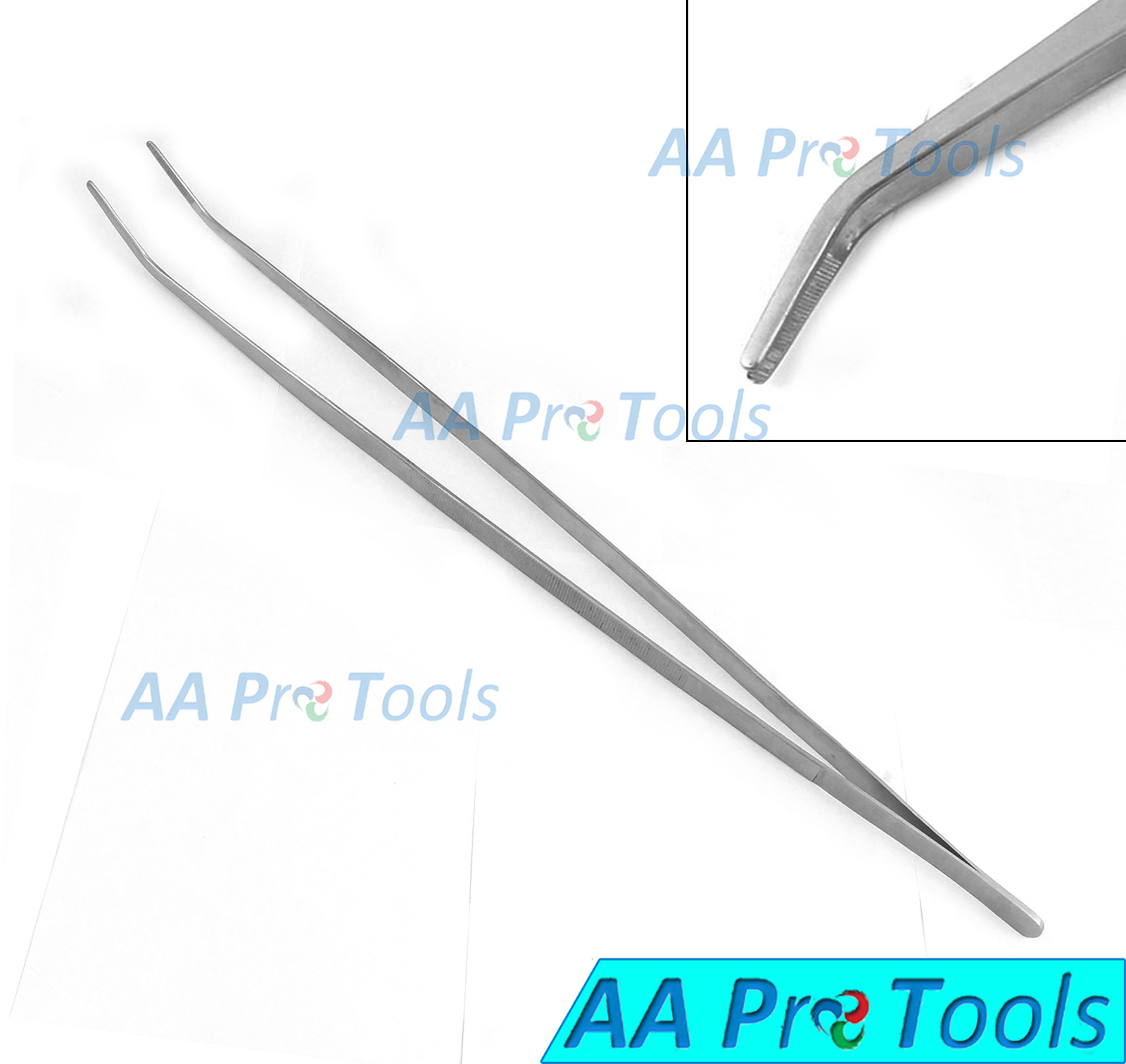 AA Pro: Extra Long Tweezers 24″ CURVED TIP Dressing Forceps Stainless Steel