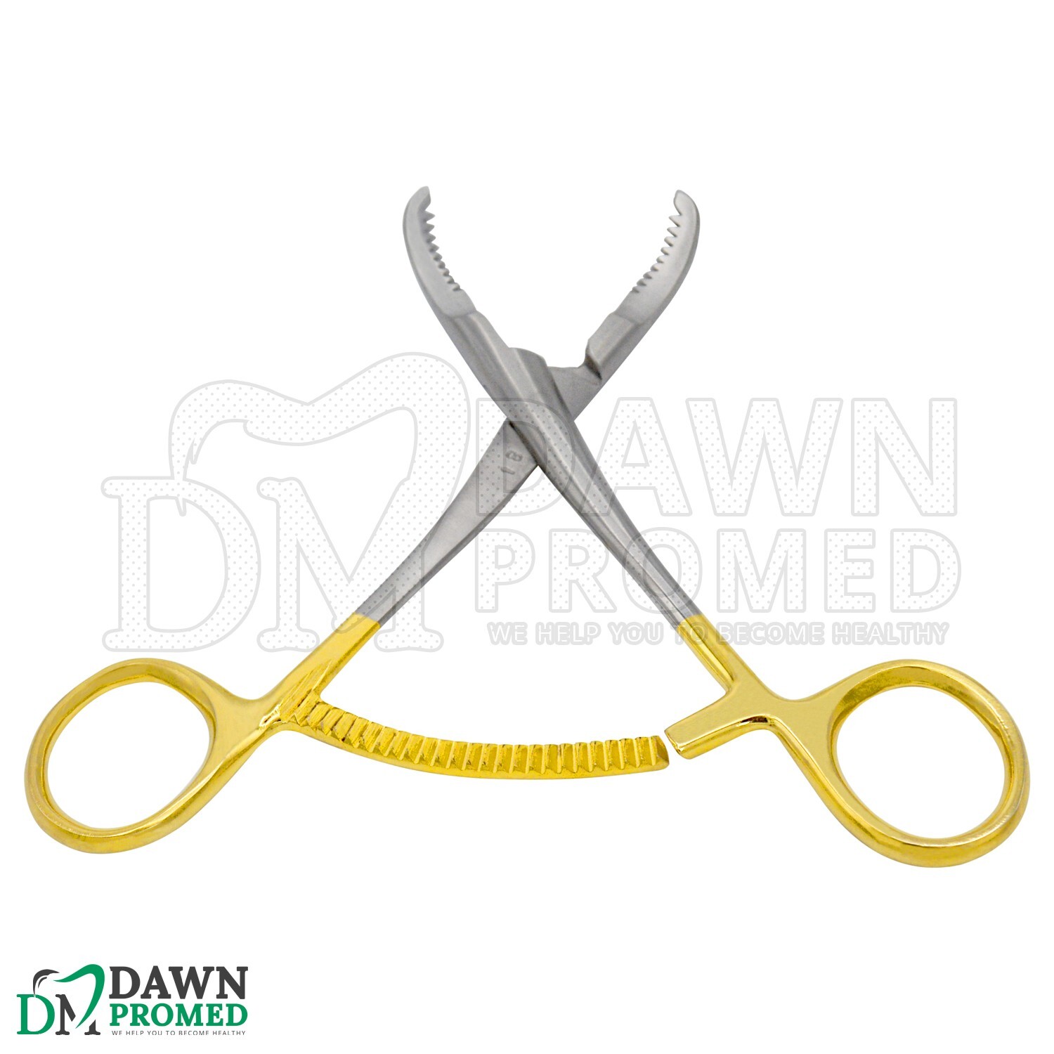 Bone Holding Forceps Curved Serrated 5.5″ Gold Plated Orthopedic Inst German Gr