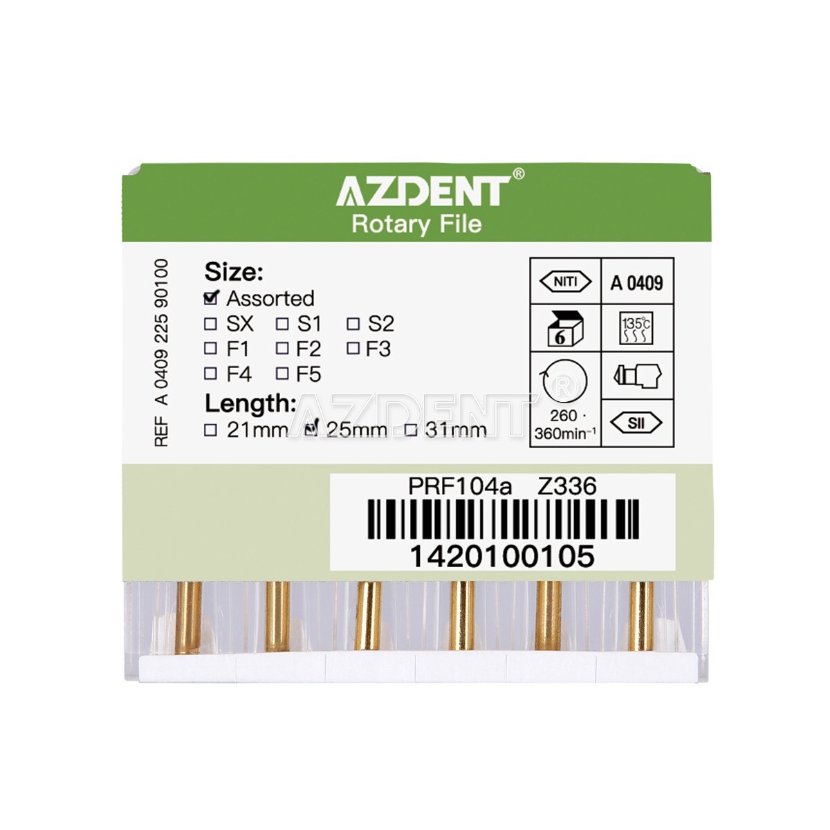 25MM Dental Endodontic Engine Use Gold/Heat Activated/NiTi Super Rotary Files