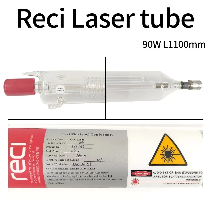 RECI Laser Tube W1 W2 W4 W6 W8 100W 150W for Laser Cutting and Engraving Machine