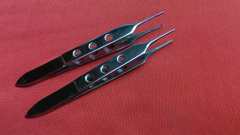 2 BISHOP HARMON TISSUE FORCEPS 1X2TEETH+SERRATED MICRO FINE TIP PLASTIC SURGERY