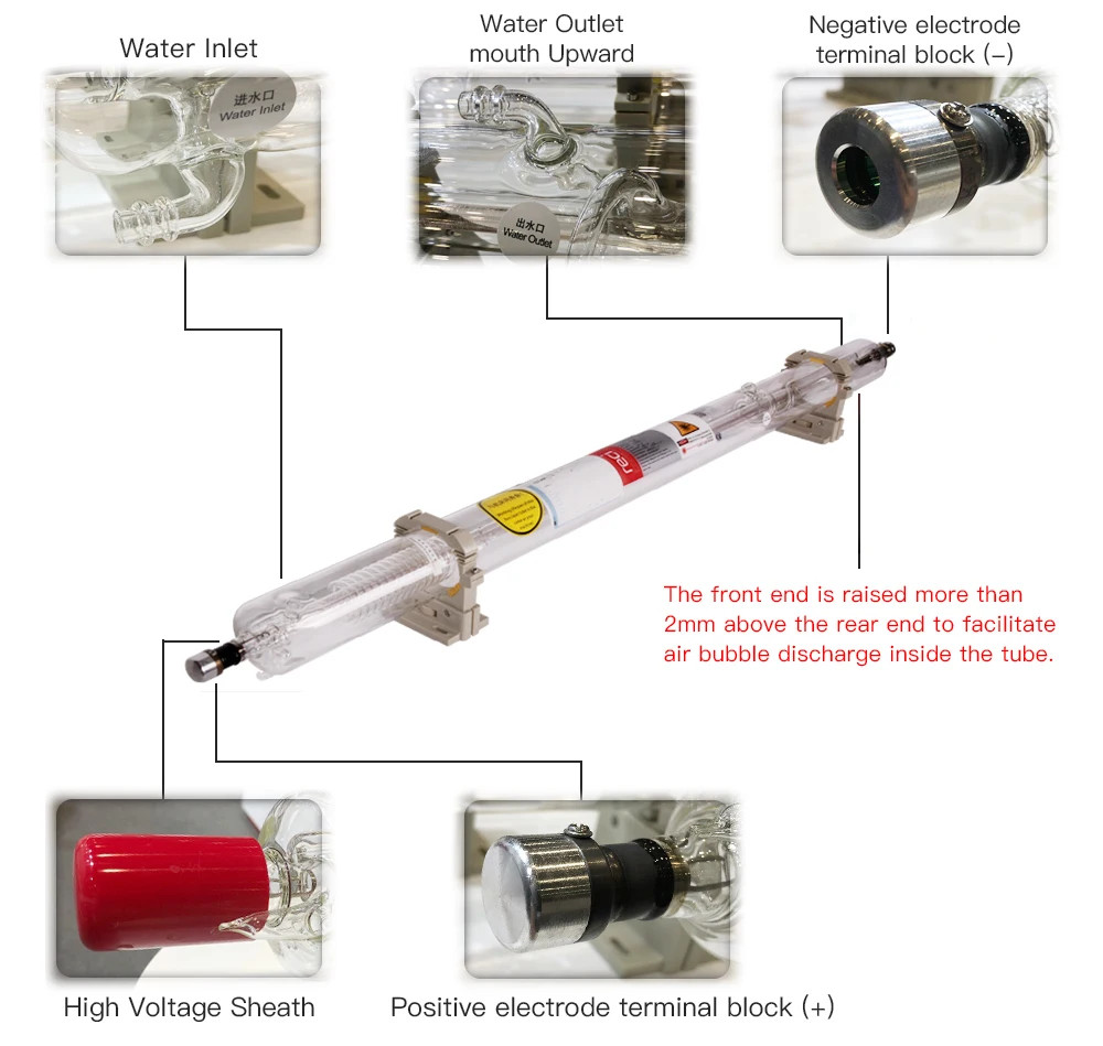 RECI Laser Tube W1 W2 W4 W6 W8 100W 150W for Laser Cutting and Engraving Machine