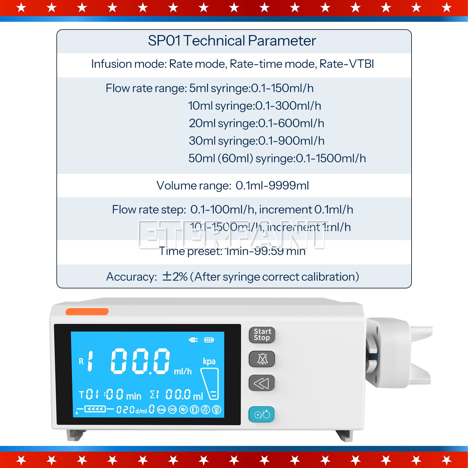 Medical/Lab Use Syringe Pump 4.3 Inch Color Touch Screen Stackable Design