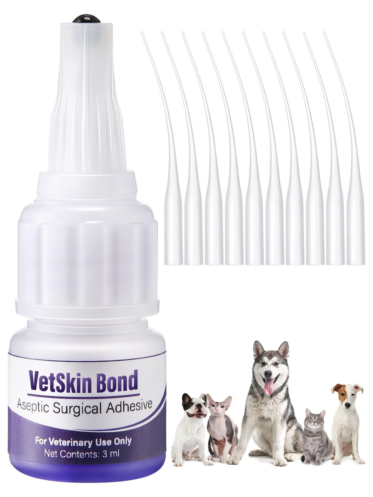 1 Pack 3ml Veterinary Surgical Skin Glue with 10 Applicators, Strong Surgical…